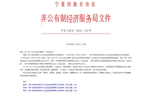 祝賀我公司被認定為“第一批自治區(qū)中小企業(yè)創(chuàng)業(yè)創(chuàng)新梯隊 成長之星”的榮譽稱號